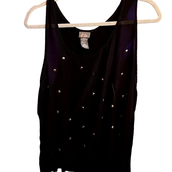 Dot's Black Sheer Front Tank with Gold Square Studs - Picture 1 of 6